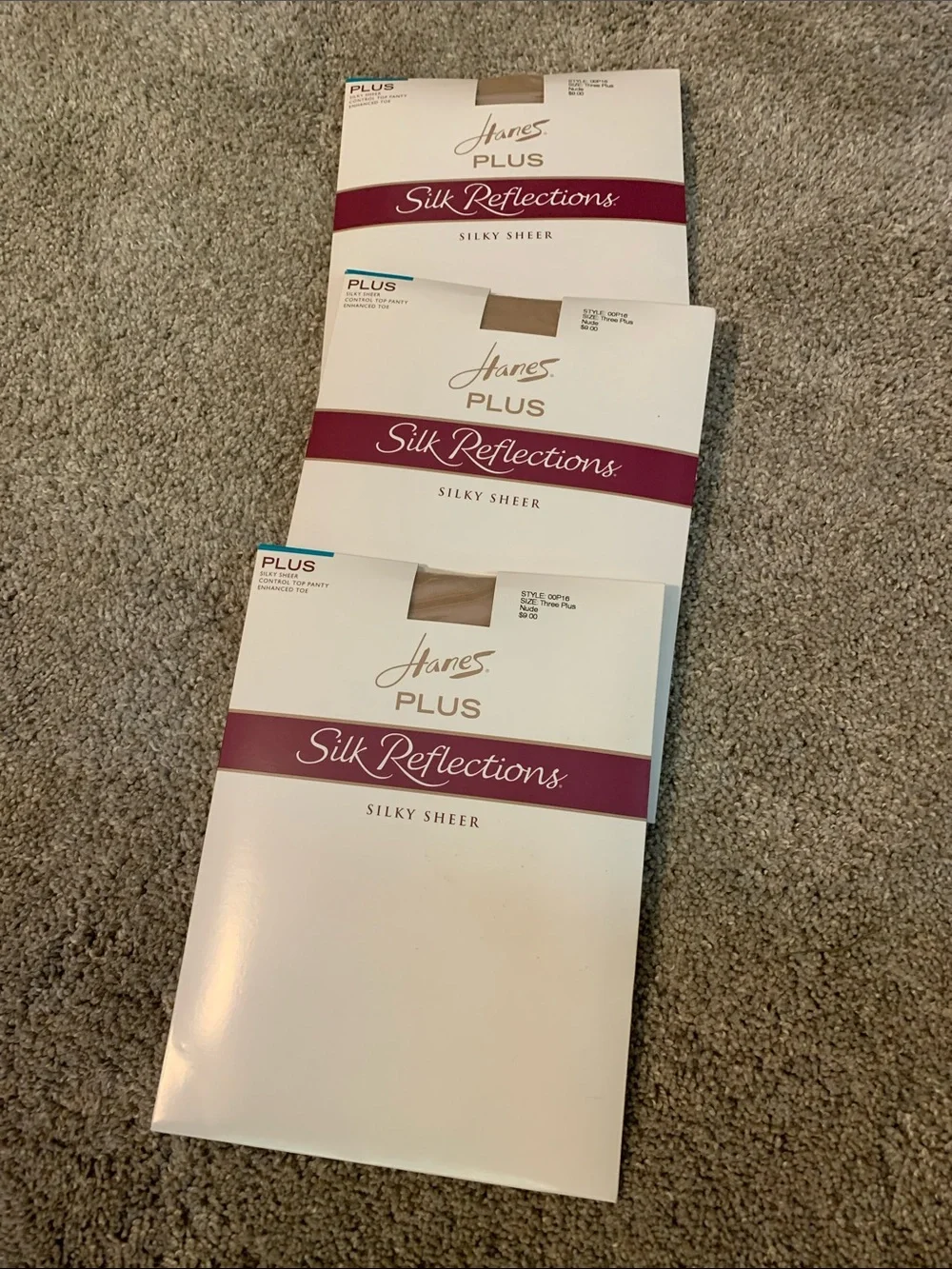Hanes Plus 3 Pk Silk Reflections Silky Sheer Hosiery Size 3 Plus NEW Color Nude